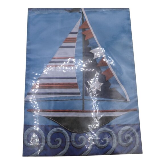 Evergreen Applique Flag 28" X 44" Nautical Sailboat Design Outdoor Decor Star - Picture 4 of 7